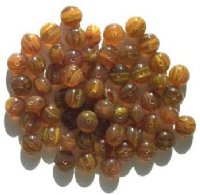 60 6x9mm Yellow & Topaz Marble Glass Spacer Beads